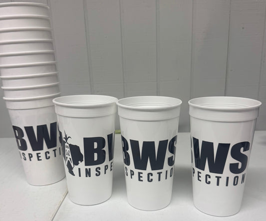 White Plastic Logo Cup